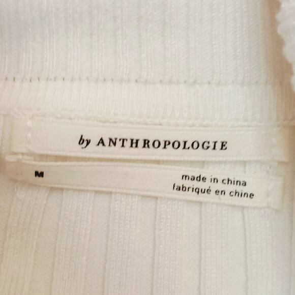 Anthropologie SZ M Cream Ribbed Turtleneck With Button Sleeve Details - Picture 6 of 6